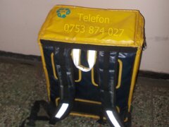 Geanta rucsac Glovo extensibil folosit bun si pt Bolt Food Wolt Tazz Bringo